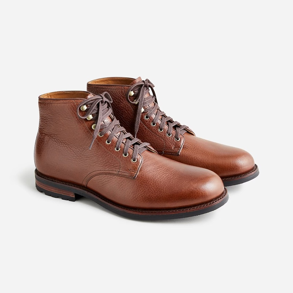NWT! J.Crew Kenton Plain-Toe Boots - Brown Neutral Grain Leather - Size 11.5 Med